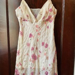 Vintage Ivory Sheer Floral MIni Dress